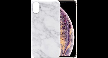 Marmer Hoesje geschikt voor Apple iPhone Xs Max Siliconen TPU Soft Gel Case van iCall - Wit