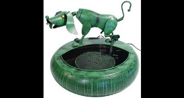 Fontein plassende hond - metaal