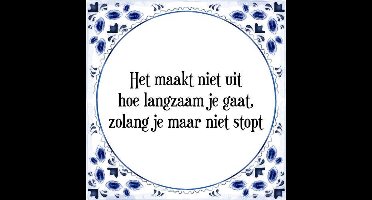 Tegeltje met Spreuk (Tegeltjeswijsheid): Het maakt niet uit hoe langzaam je gaat, zolang je maar niet stopt + Kado verpakking & Plakhanger