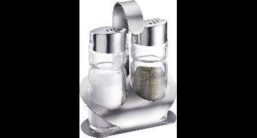 Westmark Peper-en-zoutstel, 3-delig, inhoud: elk 40 ml, roestvrij staal/glas, Wien, zilver/doorzichtig, 65022260