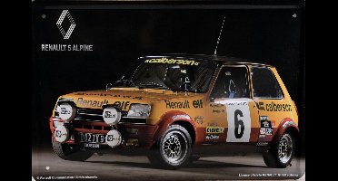 Renault R5 Alpine Metalen wandbord 20 x 30 cm.