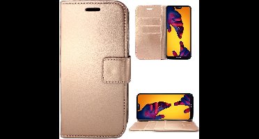 Hoesje geschikt voor Huawei P20 Lite - Kunstlederen Book Case Siliconen TPU Rose Goud - van iCall