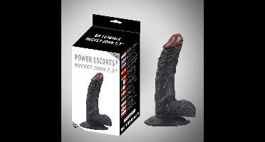 Power Escorts - Rocket John - Realistische Dildo - 7.3 Inch / 18.5 cm - BR104 - Zwart