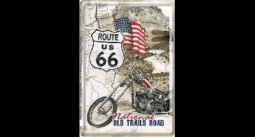 Route 66 Old Trails Road Metalen Postcard 10 x 14 cm.