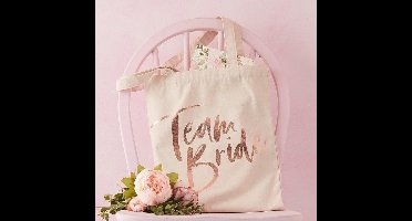 TAS TOTEBAG TEAM BRIDE VRIJGEZELLENFEEST | ROSEGOLD FOIL | FLORAL HEN PARTY | GINGER RAY