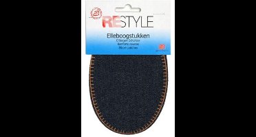 Restyle Elleboogstuk Festonsteek kleur 223 blauw met oranje festonsteek 9,5 x 14 cm