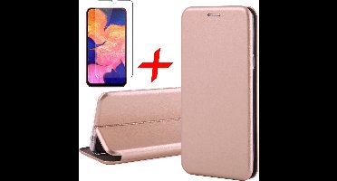 Hoesje geschikt voor Samsung A10 en Screenprotector - Book Case Slim Wallet Roségoud + Screen Protector
