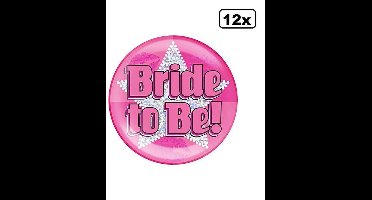 12x Super Button holograpic BRIDE TO BE 15cm