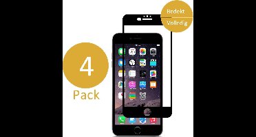 4x Screenprotector geschikt voor Apple iPhone 6 / 6s - Full Screen Rand tot Rand Tempered Glass Screenprotector Transparant met Zwart Carbon Bezel 3D 9H (Gehard Glas Screen Protector) - Arch / Arched