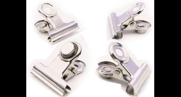 Zilverkleurige koelkastmagneten Clip Graffa 4 stuks Trendform, geschikt voor koelkast of ander metalen oppervlak, clipmagneet, , koelkastmagneet