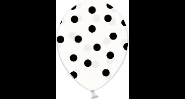 Partydeco - Ballonnen Clear dots zwart 10 stuks