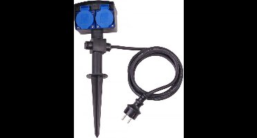 Kopp 2-voudige Outdoor Stekkerdoos met Spies Zwart