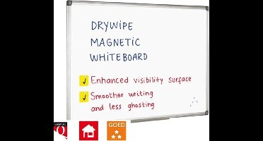 Whiteboard 120x90cm magnetisch. incl. 4x whiteboardstift, whiteboardborstel, whiteboardreinigingsvloeistof, afleggoot en ophangsysteem