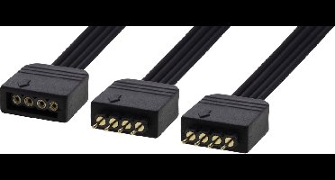 DELTACO GAMING GAM-059 LED Strip 2-wegs splitterkabel, passief, 4-pins, 0,15 m, zwart