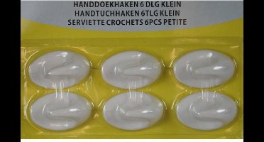 Benson Handdoekhaakjes - 6x - wit - zelfklevend - ovaal - kunststof - ophanghaakjes