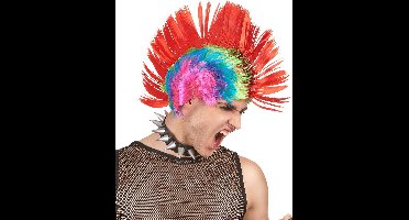 Vegaoo - Veelgekleurde punk pruik voor mannen