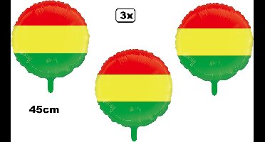 3x Folieballon rood/geel/groen (45 cm) - Carnaval - Thema feest verjaardag festival party fun folie ballon