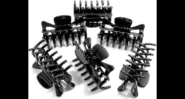 6 haarklemmen strik-vorm 6 cm zwart