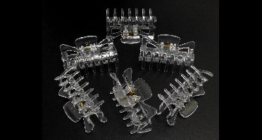 6 haarklemmen strik-vorm 6 cm transparant