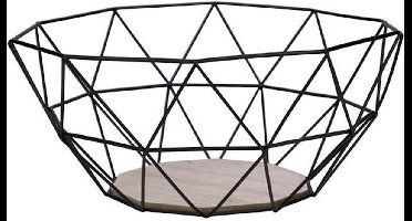 Gusta Fruitmand - Metaal - Hout - 26x25x12 cm