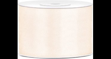Partydeco Cadeaulint - ivoor - 5 cm x 25 meter - satijn - sierlint - inpakken - decoratie