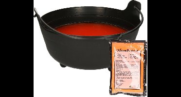 Halloween heksenketel/kookpot met heksensoep - 37 cm - incl. kleurpoeder oranje