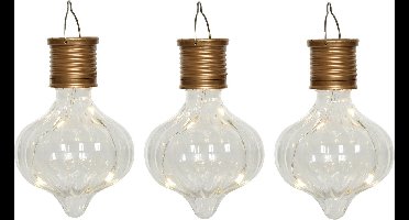 Lumineo solar hanglamp LED - 3x - Marrakech - kunststof - D8 x H12 cm