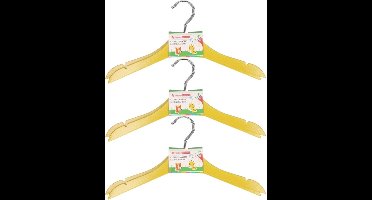 Stevige kledinghangers voor kinderen 8x stuks hout - Klerenhangers geel