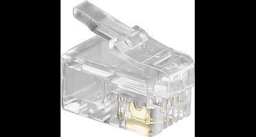 RJ10 krimp connectoren (4P4C) voor platte telefoonkabel - 10 stuks / transparant