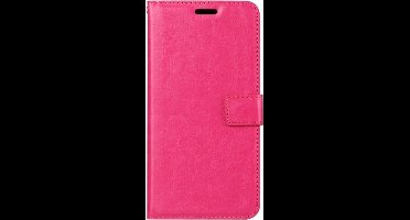 LuxeBass Telefoon Wallet Bookcase voor Samsung Galaxy A6 Plus 2018 - Portemonnee telefoonhoesje voor Bankpassen - Kunstleer - Siliconen Houder - Magnetische sluiten- Roze - bookcase - boekhoesje - book case - boek hoesje