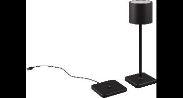 REALITY FERNANDEZ - Tafellamp - Zwart mat - incl. 1x SMD 1,5W - incl. Laadstation - Oplaadbaar - Snoerloos - Buitenverlichting - IP54