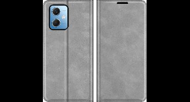 Just in Case hoesje geschikt voor Poco X5 - Hoesje met Pasjeshouder - Luxe Book Case - Grijs