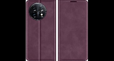 Just in Case hoesje geschikt voor OnePlus 11 - Hoesje met Pasjeshouder - Luxe Book Case - Paars
