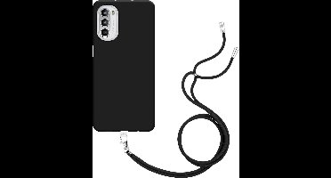 Just in Case hoesje met koord geschikt voor Motorola Moto G82 Hoesje met Koord - Flexibele Case - Zwart