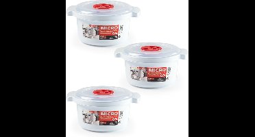 Plastic Forte Magnetronschaal - 3x - deksel/ventiel - 500 ml - wit - kunststof - BPA vrij