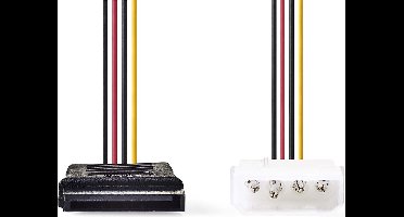 Nedis Interne Voedingskabel - Molex Male - SATA 15-Pins Female - Verguld - 0.15 m - Rond - PVC - Multicolour - Doos
