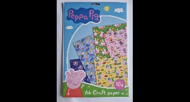 Peppa Pig knutselpapier, set van 10 A4 bladen met verschillende afbeeldingen, knutsel, goedkoop kindercadeautje