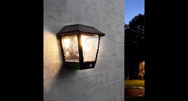 Solar wandlamp Luna - Met led filament lamp - Klassieke buitenlamp - Tuinverlichting op zonne-energie - Zwart