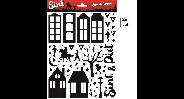 2x Raamsticker A4 Sint en Piet - Sinterklaas feest Thema feest versiering raam stickers fun