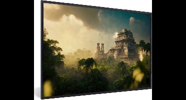 PosterMonkey - Poster - Fotolijst - Jungle - Tempel - Lucht - Wolken - Groen - Frame - 30x20 cm - Foto lijst - Poster met frame - Poster jungle - Kamer decoratie
