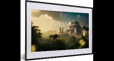 PosterMonkey - Poster - Fotolijst - Jungle - Tempel - Lucht - Wolken - Groen - Frame - 60x40 cm - Foto lijst - Poster met frame - Poster jungle - Kamer decoratie