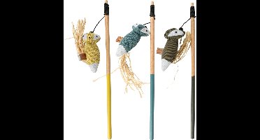 D&d Home - Speelgoed Voor Dieren - Kat - Rocco Speelhengel Vosjes 35cm Gemengde Kleuren - 1st