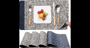 Amerikaanse placemats, placemats van PU-leer, tweekleurig, antislip en wasbaar, gemakkelijk te reinigen, voor keuken, restaurant, hotel