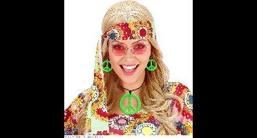 Hippie ketting en oorbellen groen