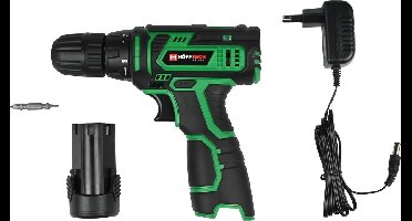 Hofftech Accu boormachine - 12V - Li-ion - LED-lamp - Soft grip - Inclusief accessoires