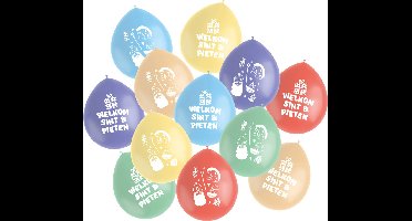 Folat - Latex ballonnen Welkom 'Sint en Piet' (12 stuks) - Welkom Sinterklaas - Sinterklaas versiering - Sinterklaas intocht - Sinterklaas en Piet -sinterklaas Cadeautjes