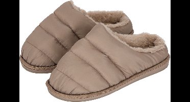 Apollo - Instap Pantoffels Dames - Gewatteerd - Taupe - Maat 41/42 - Pantoffels dames