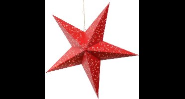 Decoris verlichte kerstster - rood - 60 cm - papier - op batterijen