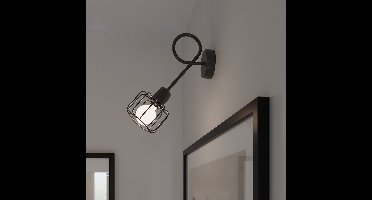 Sollux Lighting Wandlamp Beluci - 18x14x15cm - E14 - zwart - staal