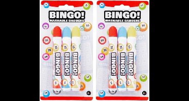 Engelhart Bingo stiften/markers/dabbers - 6x - blauw/geel/rood - 20 ml